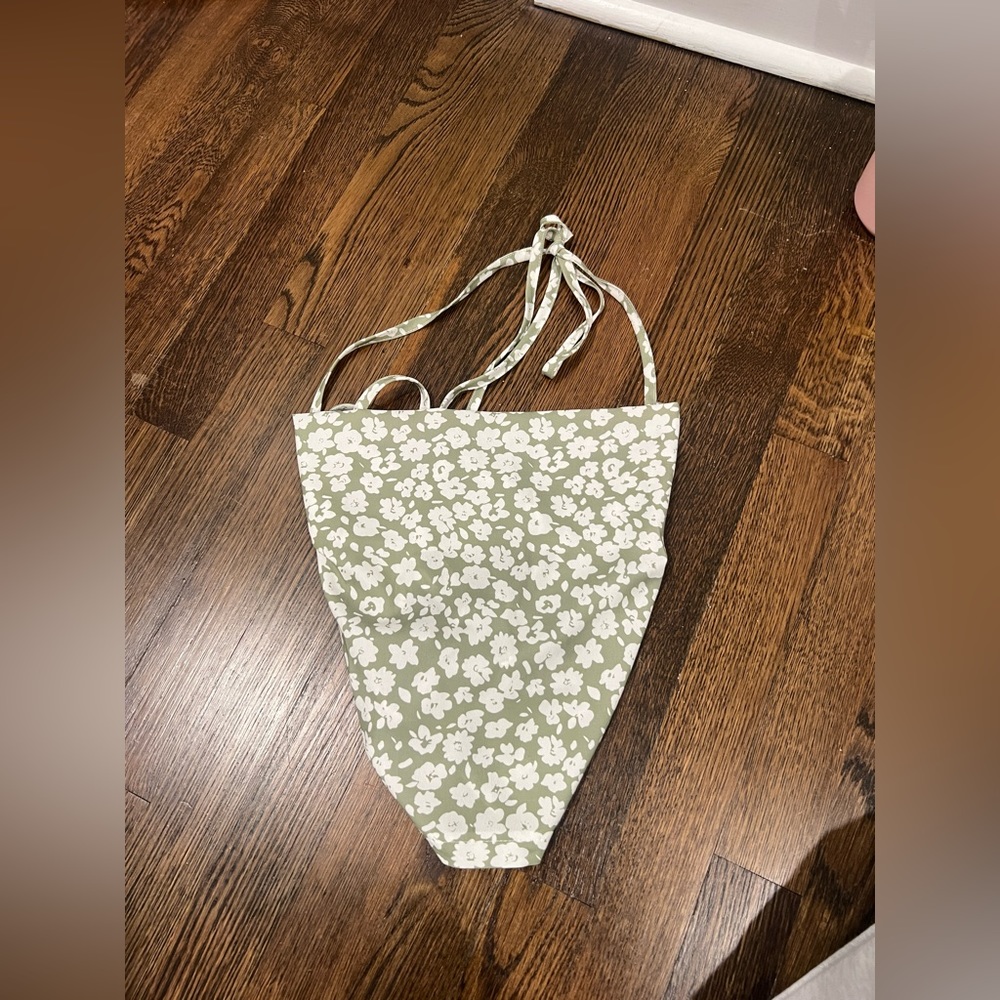green floral tie up top